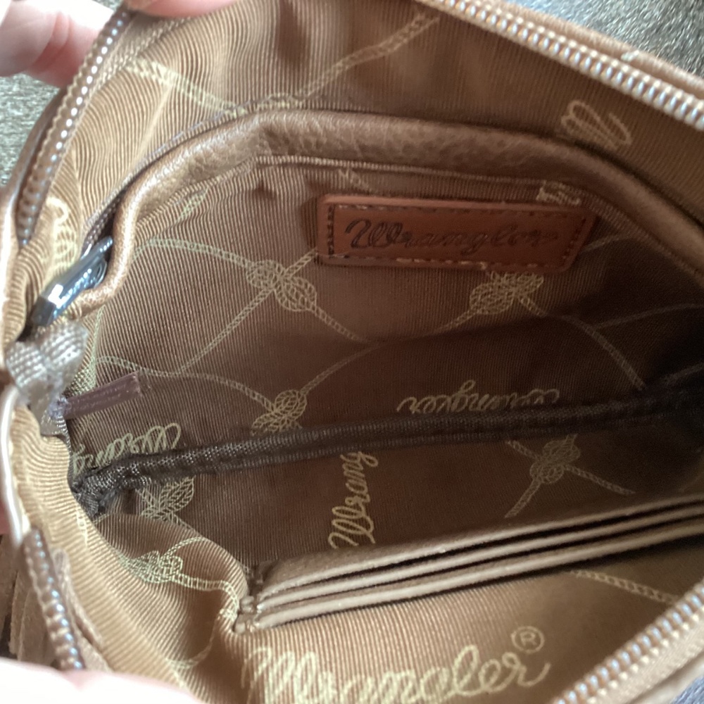 Wrangler Leather Fringe Western Boho Wallet Wristlet Crossbody Handbag🦋 - Picture 8 of 10